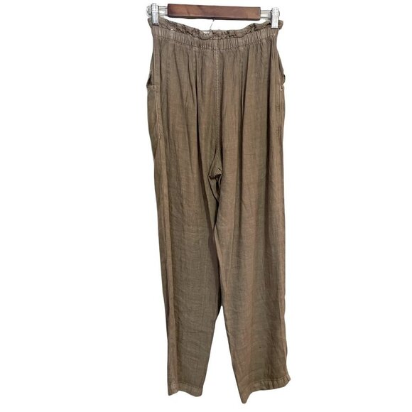 American Eagle Outfitters Pants - American Eagle Women's Green Linen Viscose Paperbag Flowy High Rise Pants Size 2